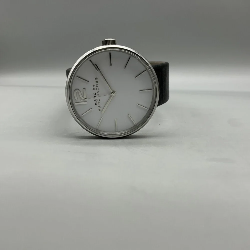 Marc By Marc Jacobs Womens Watch 36mm White Dial Black Leather New Battery